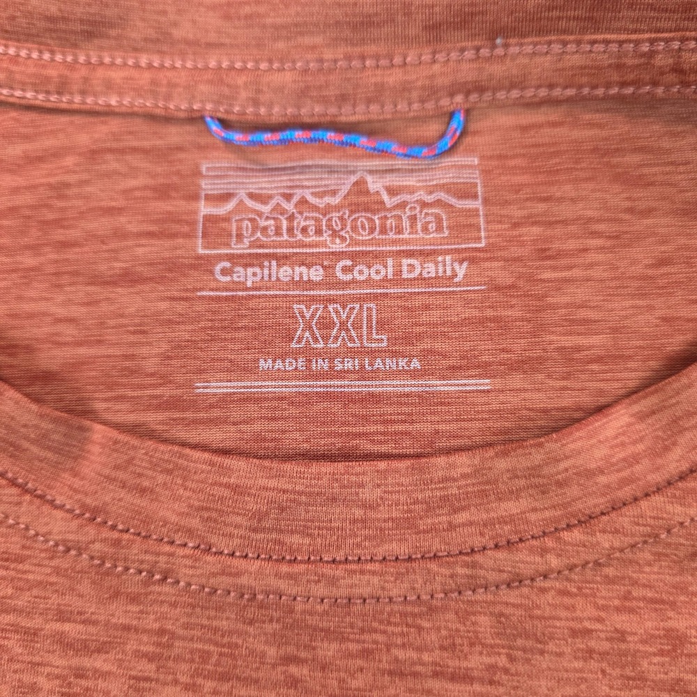 Patagonia Capilene Cool Daily Mens XXL Rust Orange Long Sleeve Mountain Graphic - Picture 4 of 9